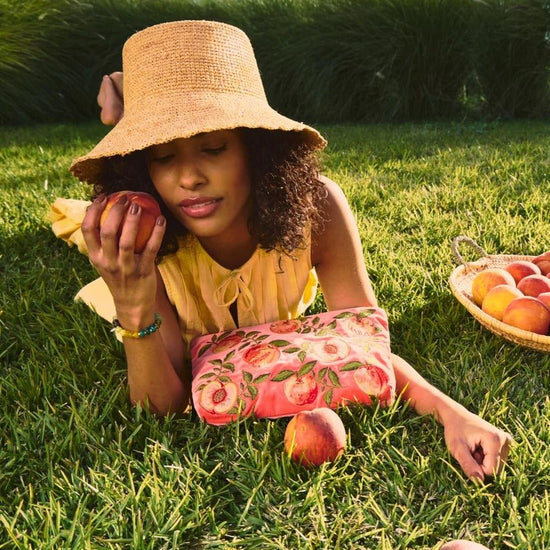 Young Ideas & Henmores - Summer Peach Spiced Coral Cotton Everyday Pouch - Spiced Coral - OS