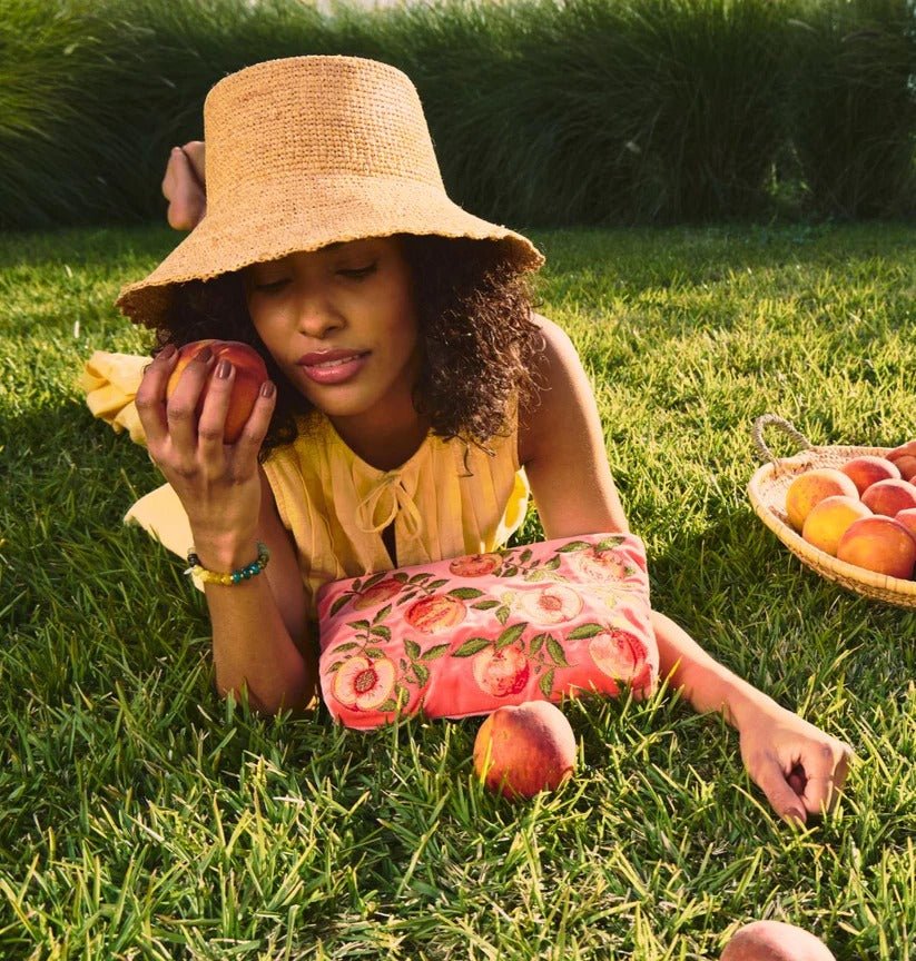 Young Ideas & Henmores - Summer Peach Spiced Coral Cotton Everyday Pouch - Spiced Coral - OS