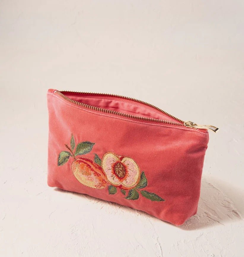 Young Ideas & Henmores - Summer Peach Spiced Coral Cotton Mini Pouch - Spiced Coral - OS
