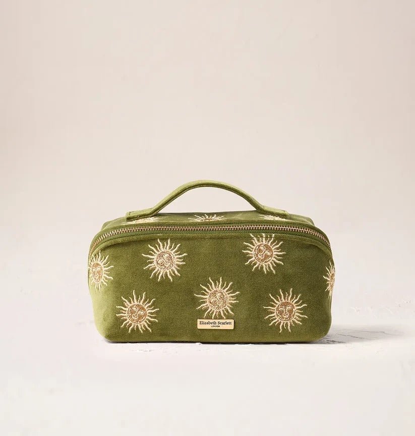 Young Ideas & Henmores -Sun Goddess Fern Green Velvet Open Flat Makeup Bag -Fern Green -OS