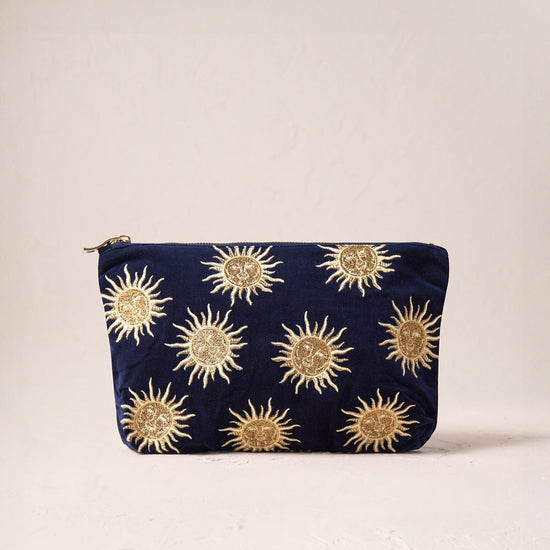 Young Ideas/Henmores - Sun Goddess Navy Velvet Everyday Pouch - Navy - OS