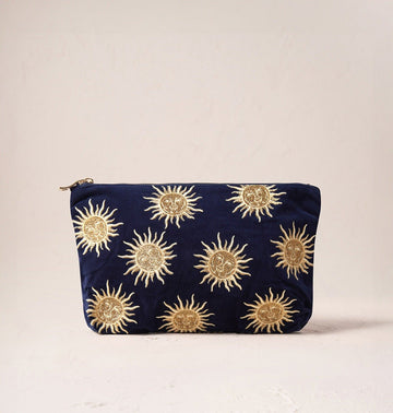 Young Ideas/Henmores - Sun Goddess Navy Velvet Everyday Pouch - Navy - OS