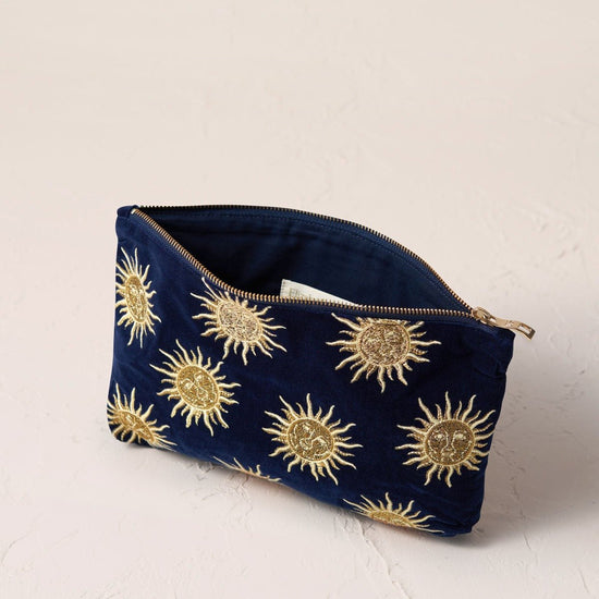 Young Ideas/Henmores - Sun Goddess Navy Velvet Everyday Pouch - Navy - OS