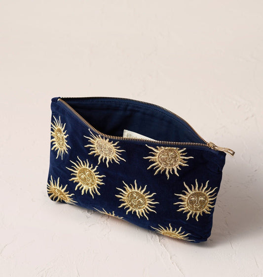 Young Ideas/Henmores - Sun Goddess Navy Velvet Everyday Pouch - Navy - OS