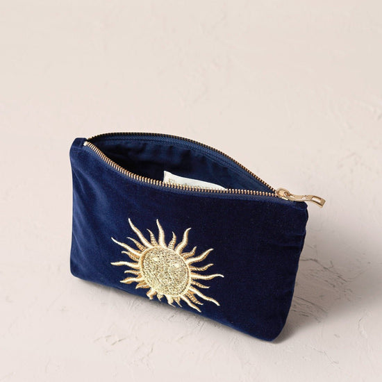 Young Ideas/Henmores - Sun Goddess Navy Velvet Mini Pouch - Navy - OS