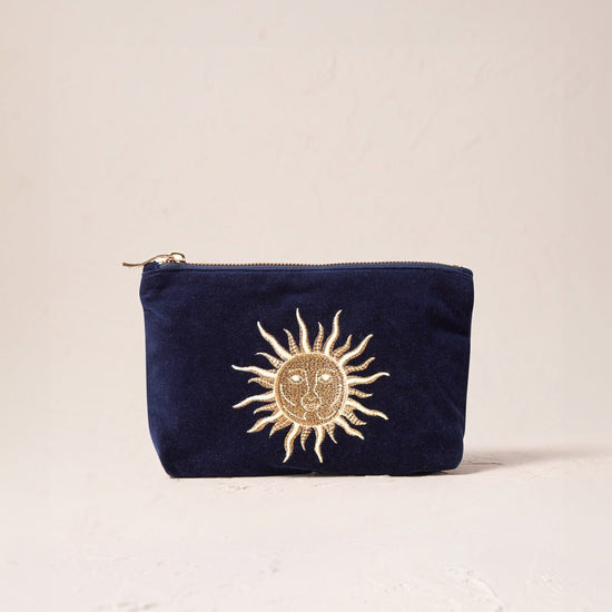 Young Ideas/Henmores - Sun Goddess Navy Velvet Mini Pouch - Navy - OS