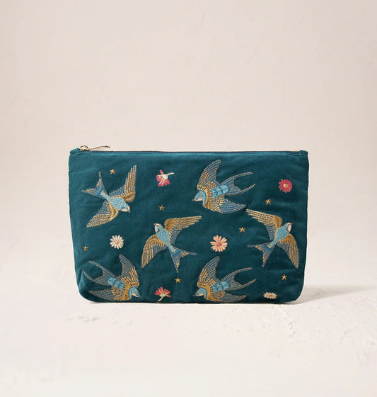 Young Ideas & Henmores - Swallows Rich Blue Everyday Pouch - Rich Blue - OS