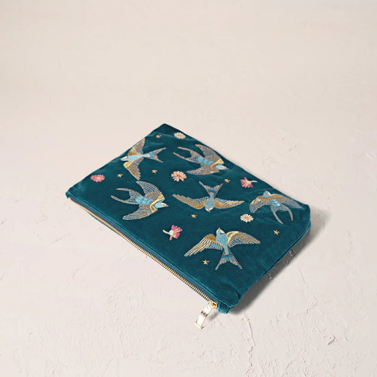 Young Ideas & Henmores - Swallows Rich Blue Everyday Pouch - Rich Blue - OS