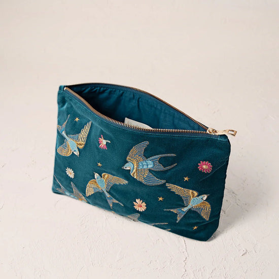 Young Ideas & Henmores - Swallows Rich Blue Everyday Pouch - Rich Blue - OS