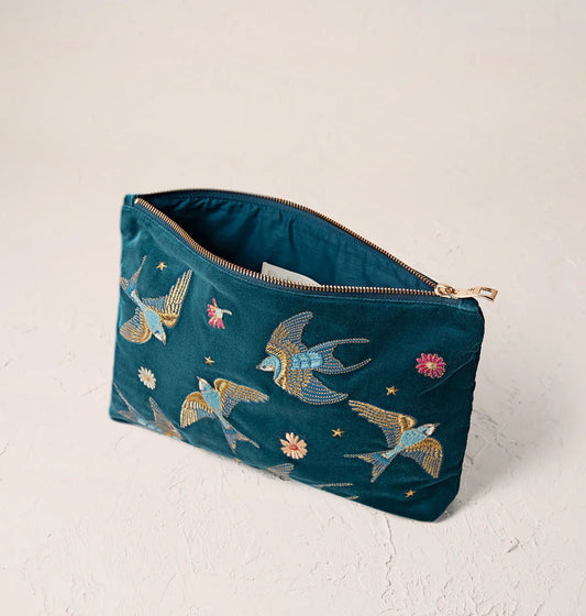 Young Ideas & Henmores - Swallows Rich Blue Everyday Pouch - Rich Blue - OS