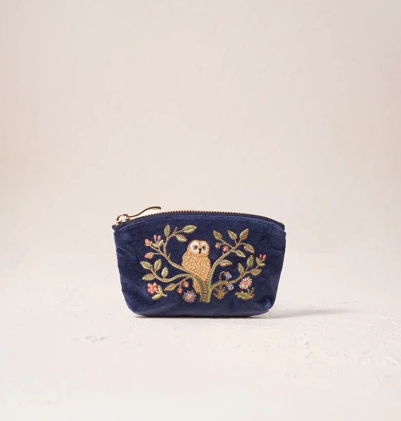 Young Ideas & Henmores -Tree of Indigo Life Velvet Coin Purse -Indigo -OS