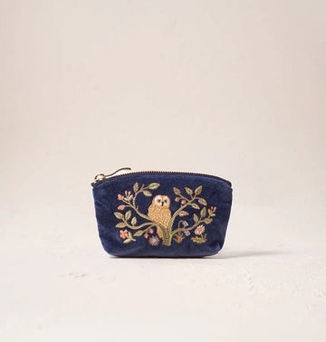 Young Ideas & Henmores -Tree of Indigo Life Velvet Coin Purse -Indigo -OS