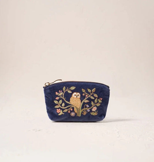 Young Ideas & Henmores -Tree of Indigo Life Velvet Coin Purse -Indigo -OS