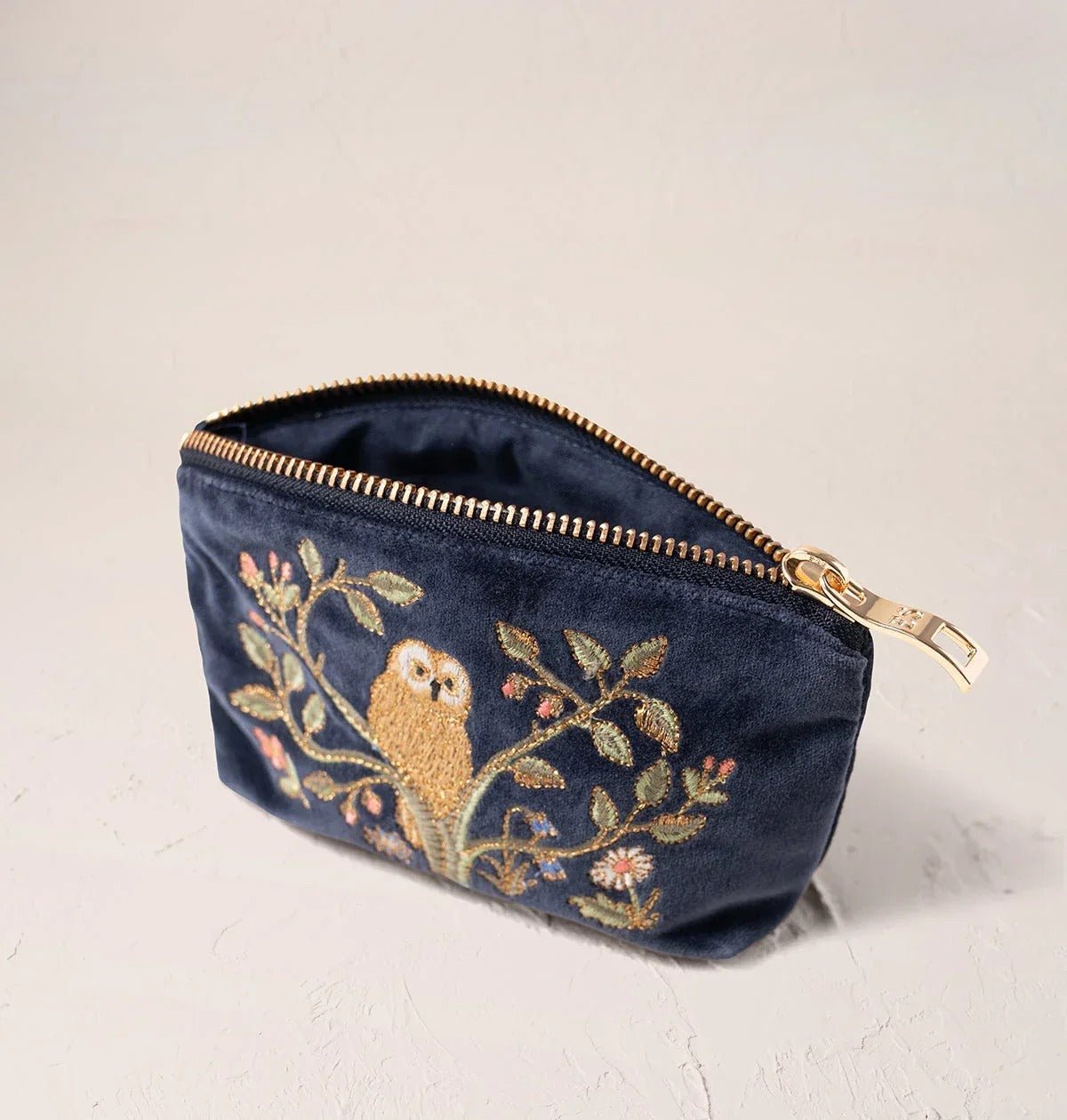 Young Ideas & Henmores -Tree of Indigo Life Velvet Coin Purse -Indigo -OS