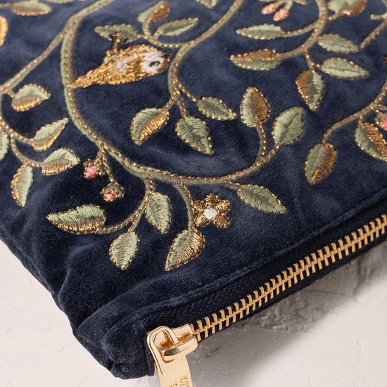 Young Ideas & Henmores -Tree of Indigo Life Velvet Everyday Pouch -Indigo -OS