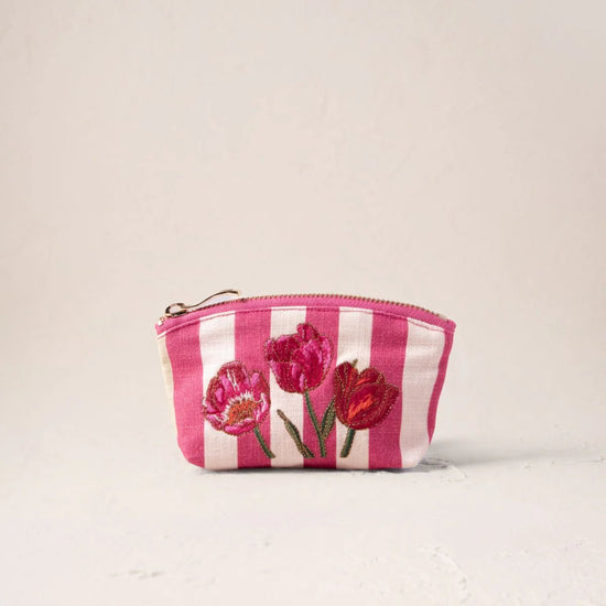 Young Ideas & Henmores - Tulip Stripe Pink Cotton Coin Purse - pink - OS