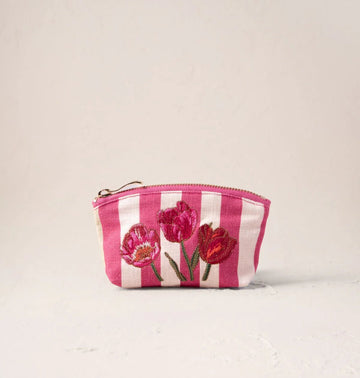 Young Ideas & Henmores - Tulip Stripe Pink Cotton Coin Purse - pink - OS