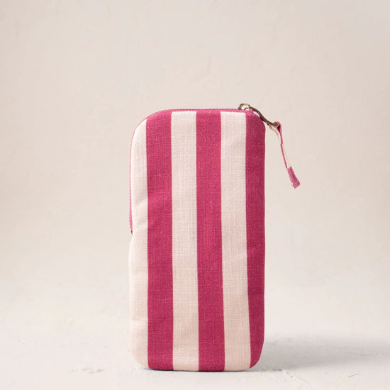 Young Ideas & Henmores - Tulip Stripe Pink Cotton Glasses Case - pink - OS