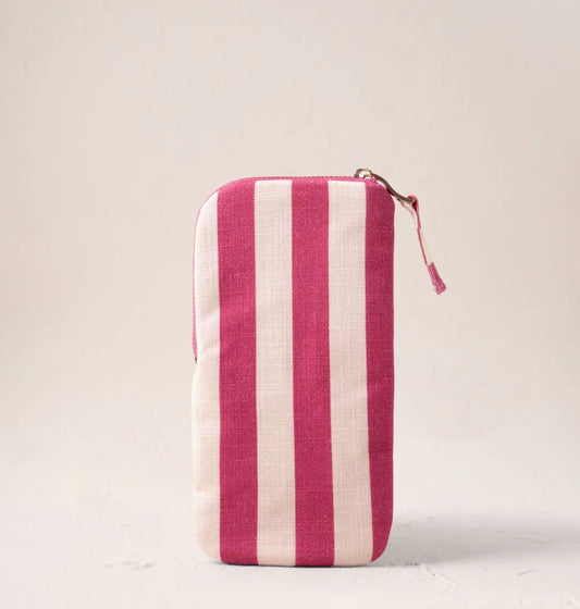 Young Ideas & Henmores - Tulip Stripe Pink Cotton Glasses Case - pink - OS