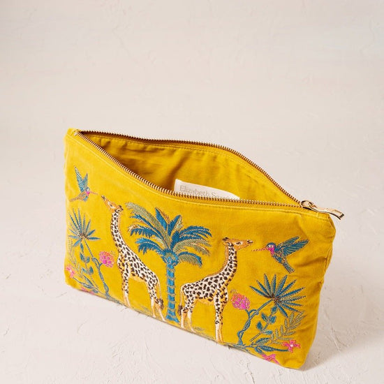 Young Ideas/Henmores - Wild Giraffe Palm Mustard Yellow Everyday Pouch - Mustard Yellow - OS