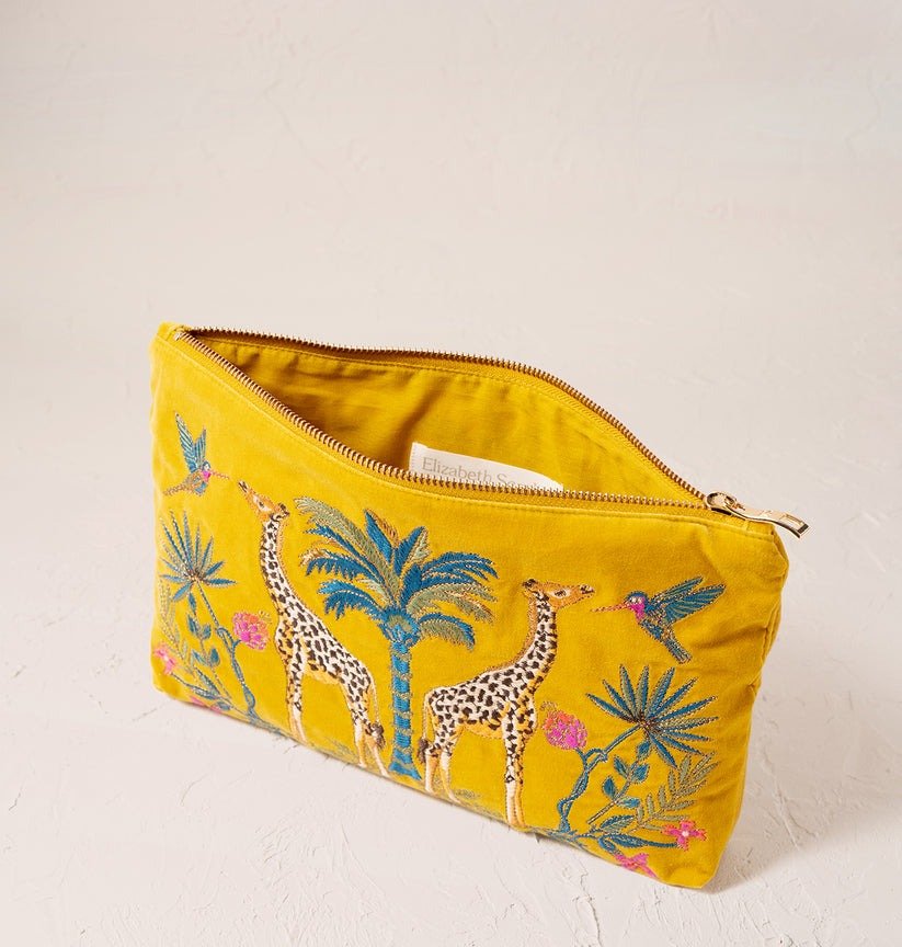 Young Ideas/Henmores - Wild Giraffe Palm Mustard Yellow Everyday Pouch - Mustard Yellow - OS