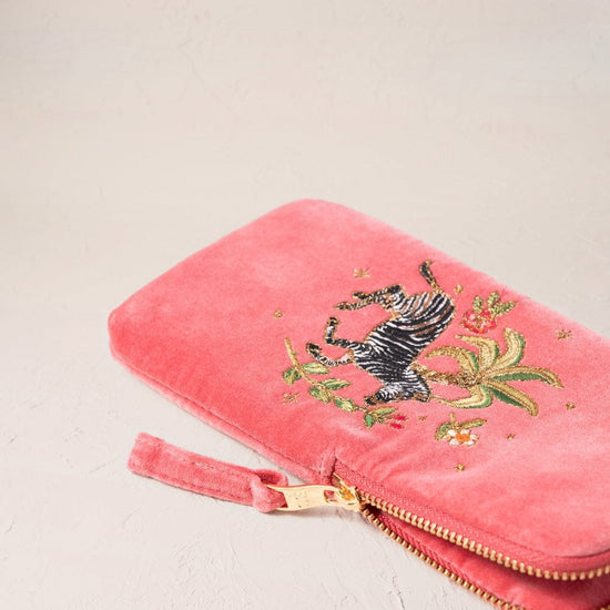Young Ideas/Henmores - Wild Zebra Palm Blush Pink Velvet Glasses Case - Blush Pink - OS