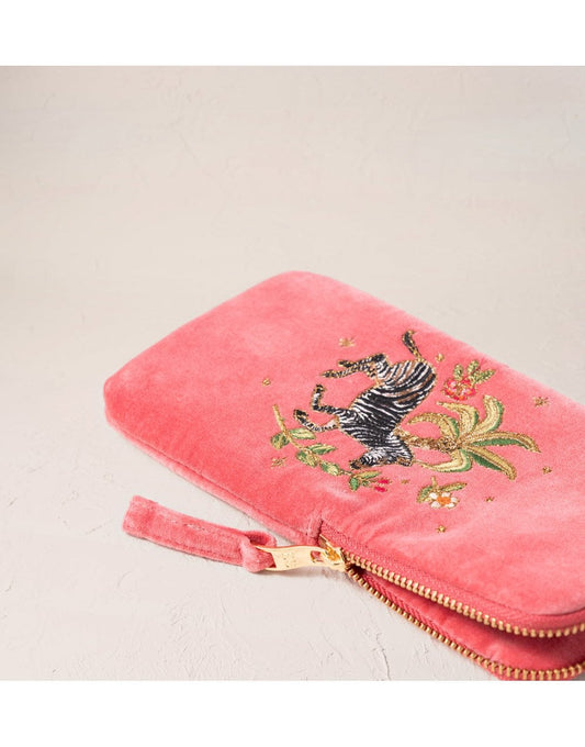 Young Ideas/Henmores - Wild Zebra Palm Blush Pink Velvet Glasses Case - Blush Pink - OS
