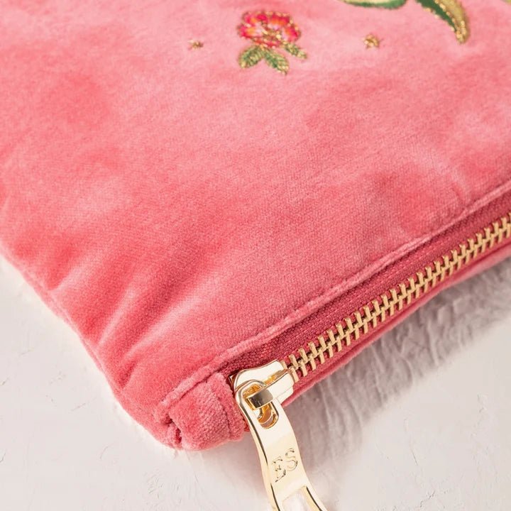 Young Ideas & Henmores -Wild Zebra Palm Blush Pink Velvet Mini Pouch -Blush Pink -OS