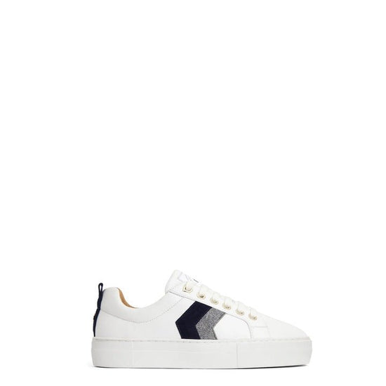 Young Ideas/Henmores - Alexandra Leather Platform Trainers - White/Navy/Denim Suede - 4