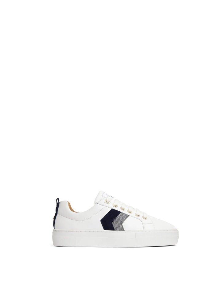 Young Ideas/Henmores - Alexandra Leather Platform Trainers - White/Navy/Denim Suede - 4
