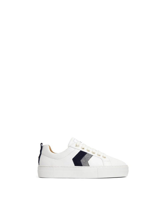 Young Ideas/Henmores - Alexandra Leather Platform Trainers - White/Navy/Denim Suede - 4
