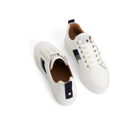 Young Ideas/Henmores - Alexandra Leather Platform Trainers - White/Navy/Denim Suede - 4