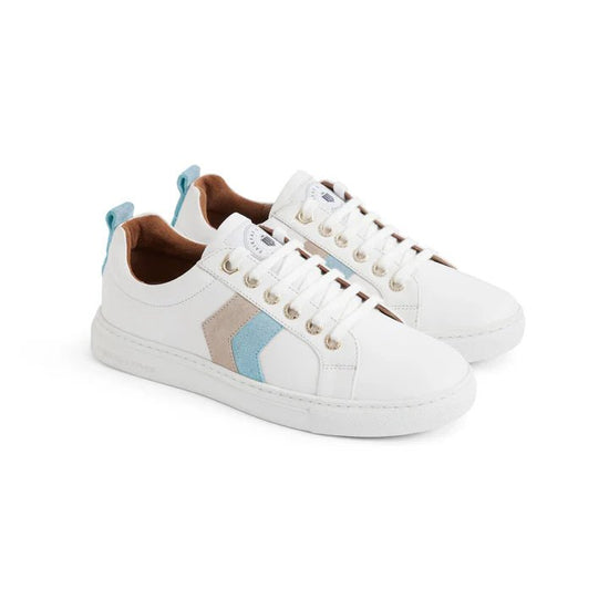 Young Ideas & Henmores - Alexandra Leather Trainer - Sky Blue/Stone - 4