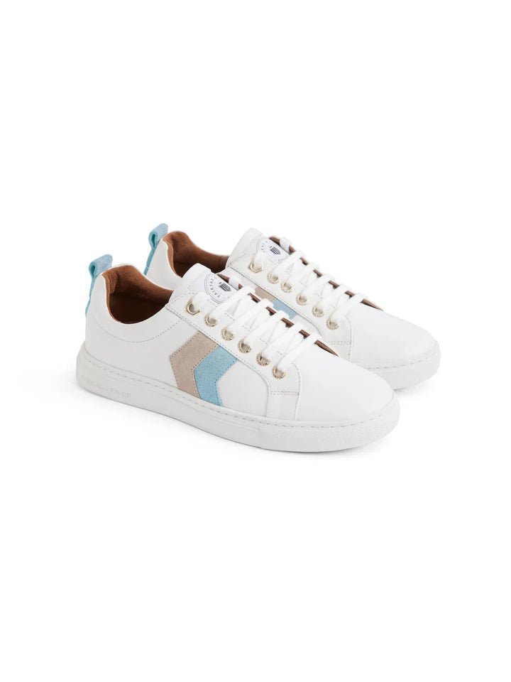 Young Ideas & Henmores - Alexandra Leather Trainer - Sky Blue/Stone - 4