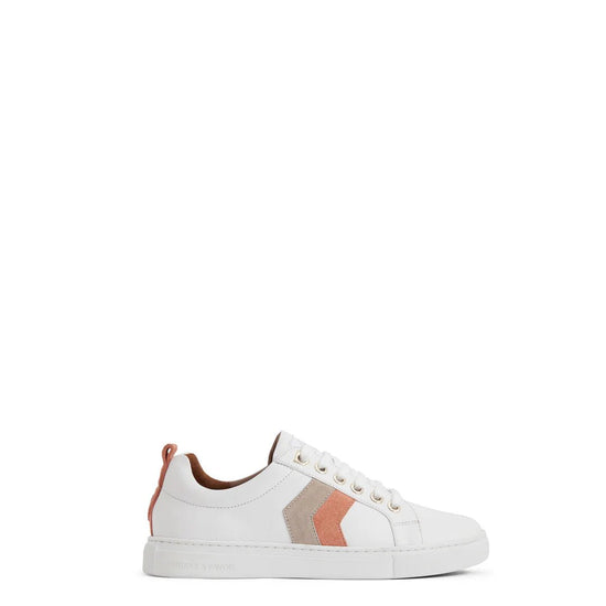 Young Ideas & Henmores - Alexandra Leather Trainer - White/Melon - 6