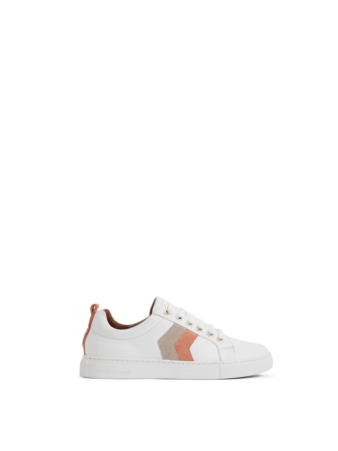 Young Ideas & Henmores - Alexandra Leather Trainer - White/Melon - 6