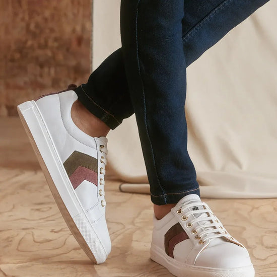 Young Ideas & Henmores - Alexandra Leather Trainer - Sky Blue/Stone - 4