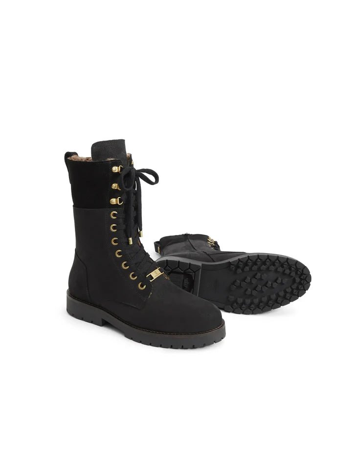 Young Ideas & Henmores - Anglesey Shearling Lined Ankle Boot - Black Suede - 4