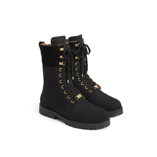 Young Ideas & Henmores - Anglesey Shearling Lined Ankle Boot - Black Suede - 4