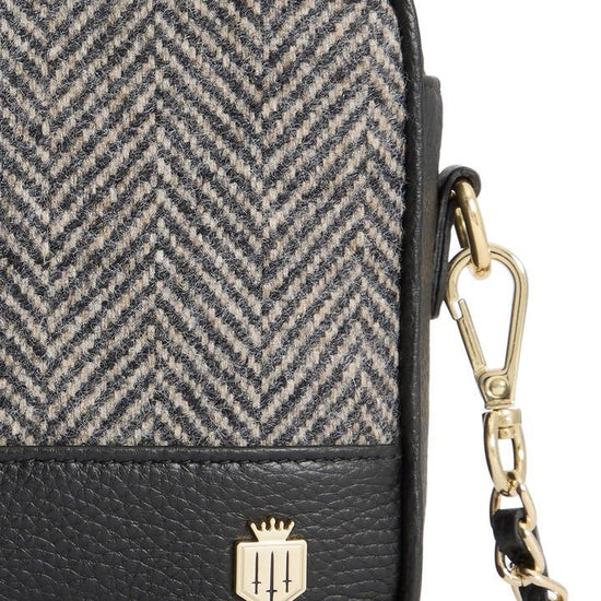 Young Ideas/Henmores - Finsbury Cross Body Bag - Herringbone Black Suede/Leather - OS