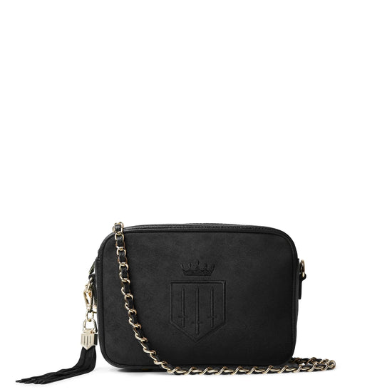Young Ideas & Henmores - Finsbury Cross Body Bag - Black Suede - OS