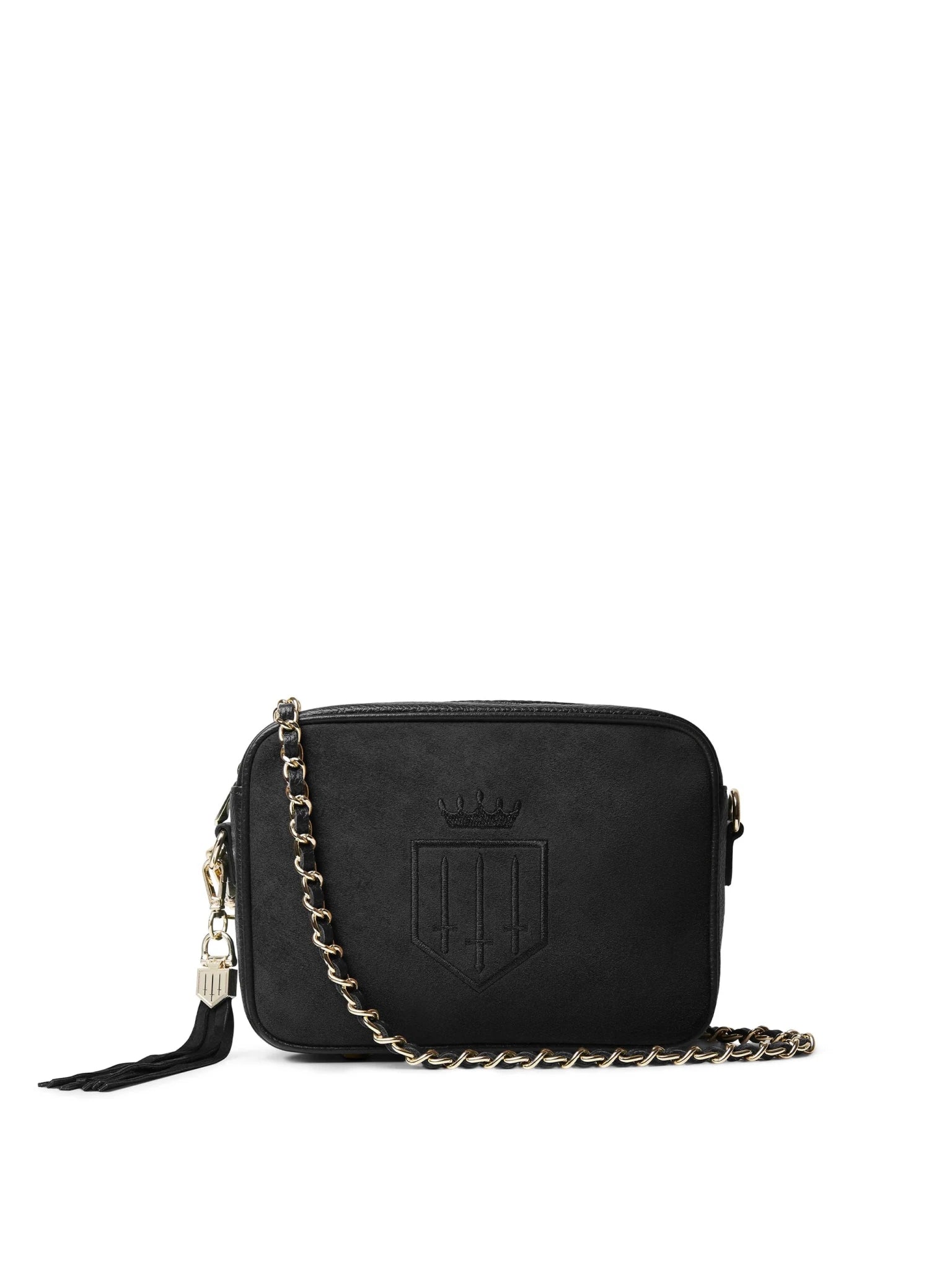 Young Ideas & Henmores - Finsbury Cross Body Bag - Black Suede - OS