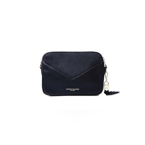 Young Ideas & Henmores - Finsbury Cross Body Bag - Navy Suede - OS