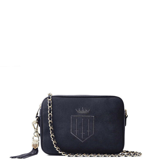 Young Ideas & Henmores - Finsbury Cross Body Bag - Navy Suede - OS