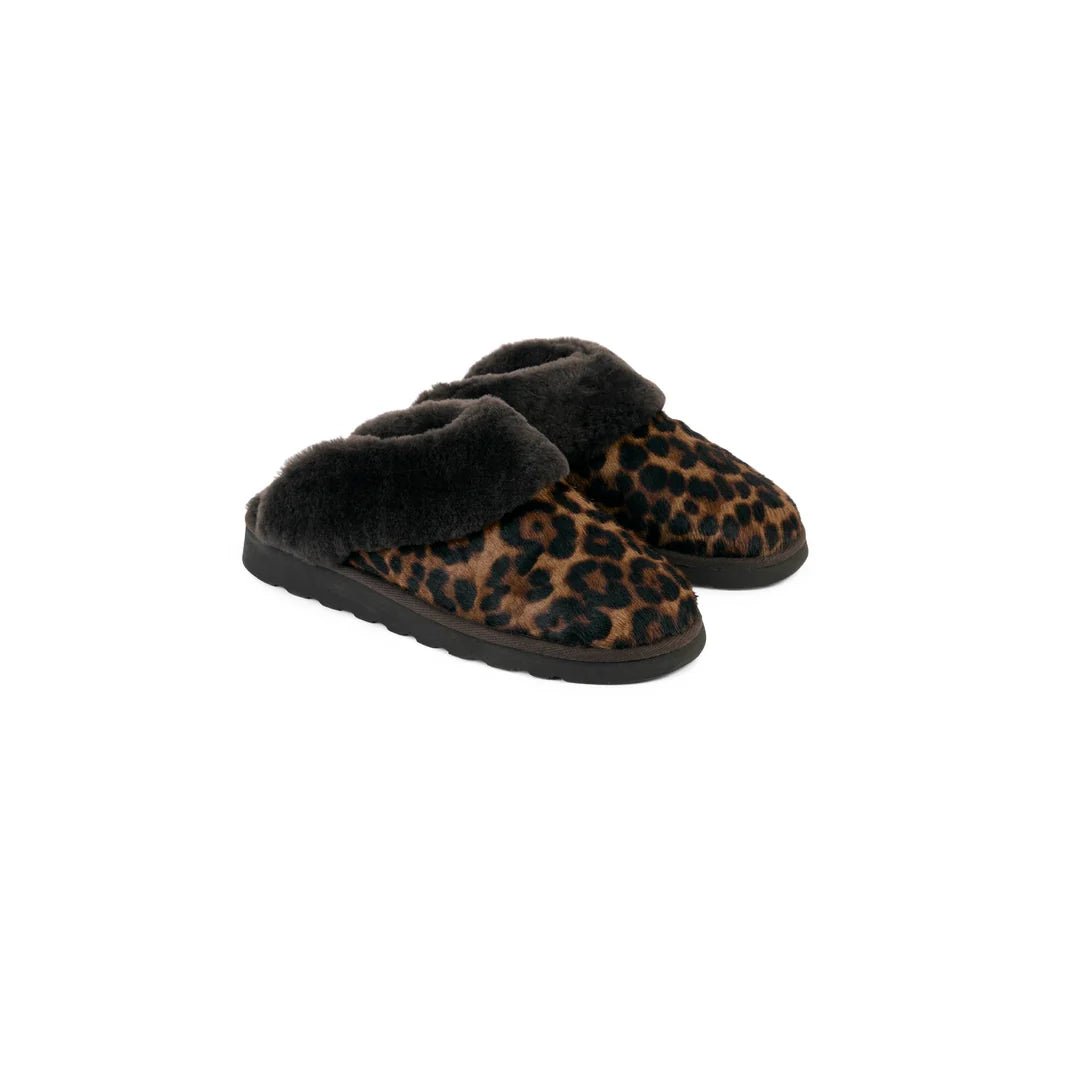 Young Ideas & Henmores -Glencloe Mule Slipper -Leopard Haircalf -8
