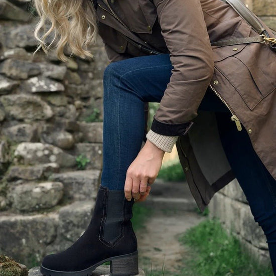 Young Ideas/Henmores - Heeled Boudica Boot - Black Suede - 4