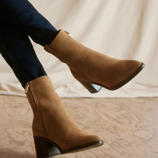 Young Ideas/Henmores - Heeled Ludlow Ankle Boot - Tan Suede - 4