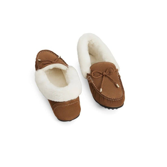 Young Ideas/Henmores - Henley Shearling Lined Slipper - Tan Suede/Sheepskin - 4