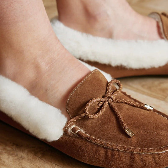 Young Ideas/Henmores - Henley Shearling Lined Slipper - Tan Suede/Sheepskin - 4
