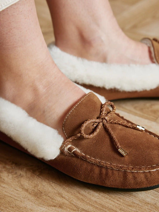 Young Ideas/Henmores - Henley Shearling Lined Slipper - Tan Suede/Sheepskin - 4